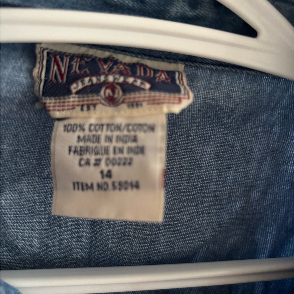 Embroidered Denim Button Down Shirt - Picture 3 of 5